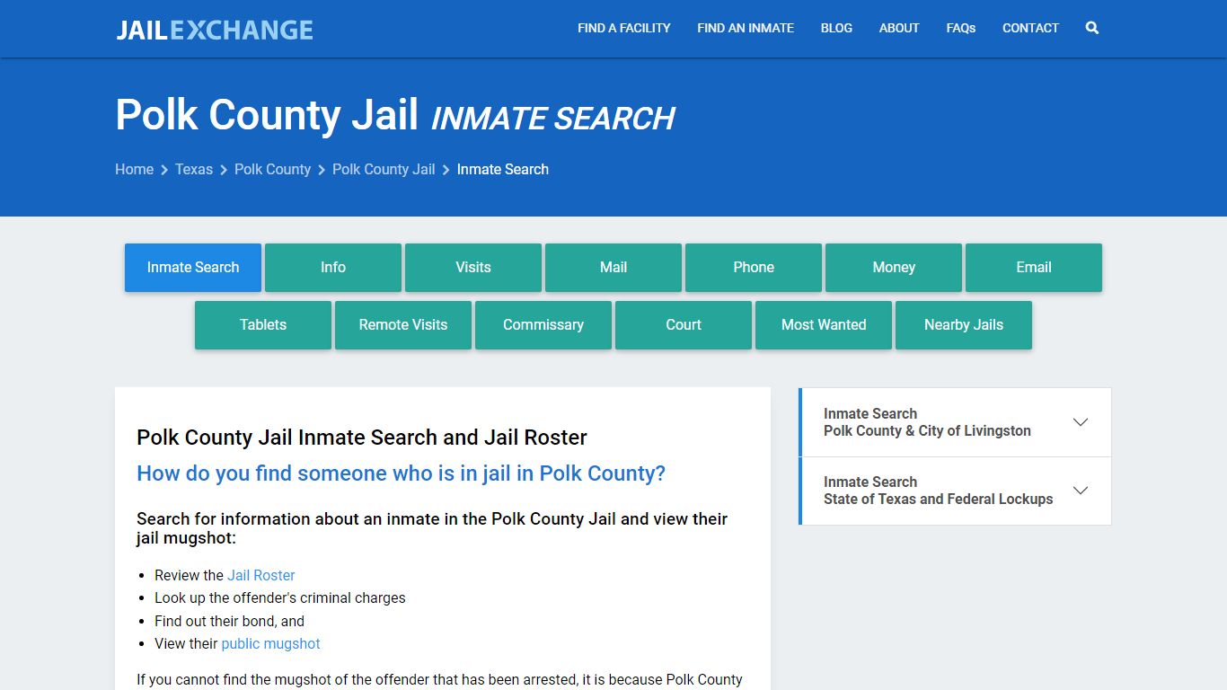 Inmate Search: Roster & Mugshots - Polk County Jail, TX