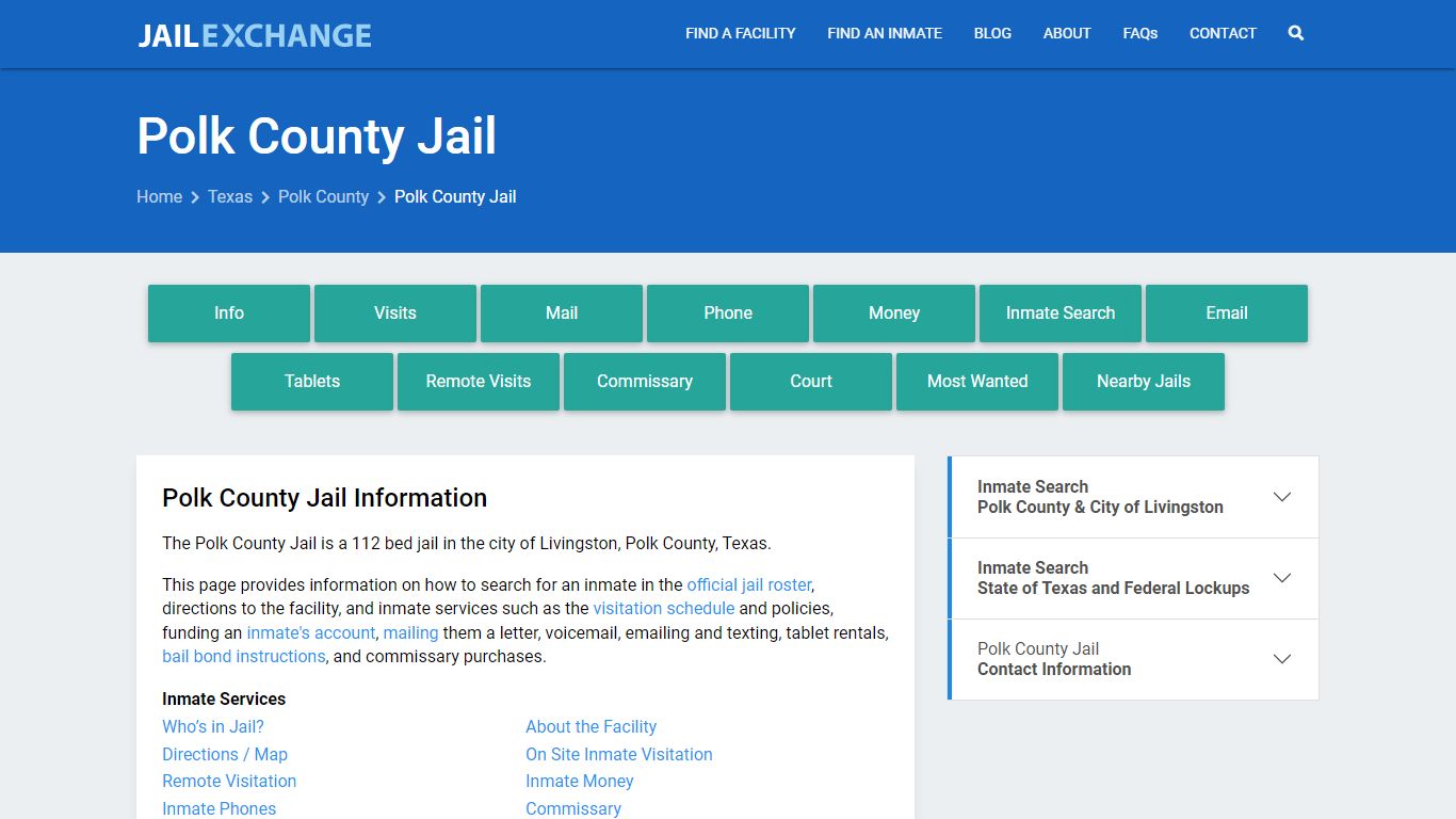 Polk County Jail, TX Inmate Search, Information - Jail Exchange